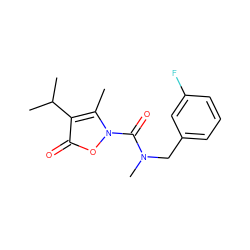 Cc1c(C(C)C)c(=O)on1C(=O)N(C)Cc1cccc(F)c1 ZINC000026846262