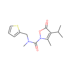 Cc1c(C(C)C)c(=O)on1C(=O)N(C)Cc1cccs1 ZINC000026845376