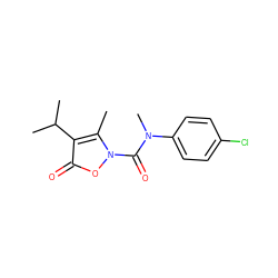 Cc1c(C(C)C)c(=O)on1C(=O)N(C)c1ccc(Cl)cc1 ZINC000026842735