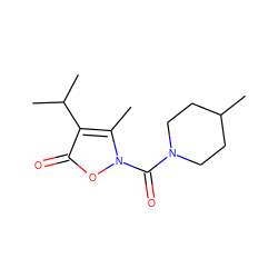 Cc1c(C(C)C)c(=O)on1C(=O)N1CCC(C)CC1 ZINC000026849404