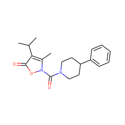 Cc1c(C(C)C)c(=O)on1C(=O)N1CCC(c2ccccc2)CC1 ZINC000026846901