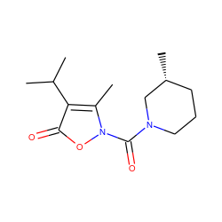 Cc1c(C(C)C)c(=O)on1C(=O)N1CCC[C@@H](C)C1 ZINC000026843335