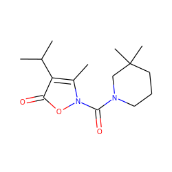 Cc1c(C(C)C)c(=O)on1C(=O)N1CCCC(C)(C)C1 ZINC000026939333