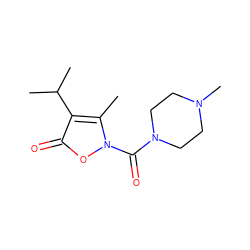 Cc1c(C(C)C)c(=O)on1C(=O)N1CCN(C)CC1 ZINC000026842207