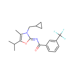 Cc1c(C(C)C)o/c(=N\C(=O)c2cccc(C(F)(F)F)c2)n1CC1CC1 ZINC000029124921