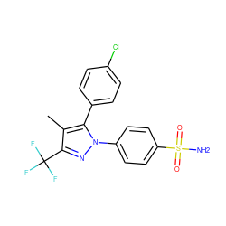 Cc1c(C(F)(F)F)nn(-c2ccc(S(N)(=O)=O)cc2)c1-c1ccc(Cl)cc1 ZINC000003814719