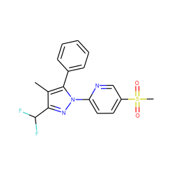 Cc1c(C(F)F)nn(-c2ccc(S(C)(=O)=O)cn2)c1-c1ccccc1 ZINC000013588369