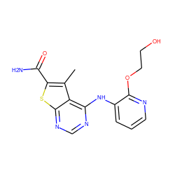 Cc1c(C(N)=O)sc2ncnc(Nc3cccnc3OCCO)c12 ZINC000118824561