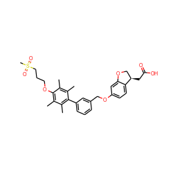 Cc1c(C)c(-c2cccc(COc3ccc4c(c3)OC[C@H]4CC(=O)O)c2)c(C)c(C)c1OCCCS(C)(=O)=O ZINC000084759479