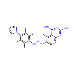 Cc1c(C)c(-n2cccc2)c(C)c(C)c1NNCc1cnc2nc(N)nc(N)c2c1C ZINC000028125185