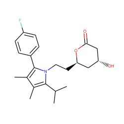 Cc1c(C)c(C(C)C)n(CC[C@@H]2C[C@@H](O)CC(=O)O2)c1-c1ccc(F)cc1 ZINC000013861025