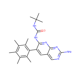 Cc1c(C)c(C)c(-c2cc3cnc(N)nc3nc2NC(=O)NC(C)(C)C)c(C)c1C ZINC000014944700