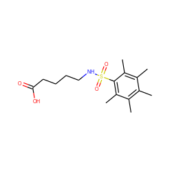 Cc1c(C)c(C)c(S(=O)(=O)NCCCCC(=O)O)c(C)c1C ZINC000274950543