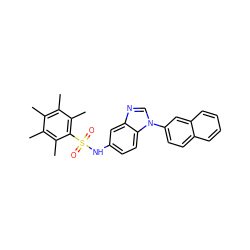 Cc1c(C)c(C)c(S(=O)(=O)Nc2ccc3c(c2)ncn3-c2ccc3ccccc3c2)c(C)c1C ZINC000040380552