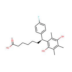 Cc1c(C)c(O)c([C@@H](CCCCCC(=O)O)c2ccc(F)cc2)c(C)c1O ZINC000013456440