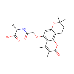 Cc1c(C)c2c(OCC(=O)N[C@@H](C)C(=O)O)cc3c(c2oc1=O)CCC(C)(C)O3 ZINC000006624180