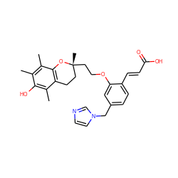 Cc1c(C)c2c(c(C)c1O)CC[C@@](C)(CCOc1cc(Cn3ccnc3)ccc1/C=C/C(=O)O)O2 ZINC000045351508