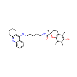 Cc1c(C)c2c(c(C)c1O)CC[C@](C)(C(=O)NCCCCCNc1c3c(nc4ccccc14)CCCC3)O2 ZINC000299861293