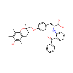 Cc1c(C)c2c(c(C)c1O)CC[C@](C)(COc1ccc(C[C@H](Nc3ccccc3C(=O)c3ccccc3)C(=O)O)cc1)O2 ZINC000012358059