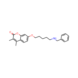 Cc1c(C)c2ccc(OCCCCCNCc3ccccc3)cc2oc1=O ZINC000473132401