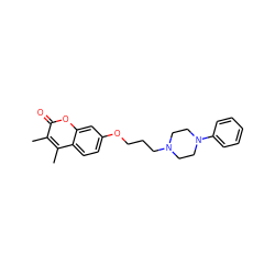 Cc1c(C)c2ccc(OCCCN3CCN(c4ccccc4)CC3)cc2oc1=O ZINC000027109770