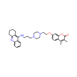 Cc1c(C)c2ccc(OCCN3CCN(CCCNc4c5c(nc6ccccc46)CCCC5)CC3)cc2oc1=O ZINC000299864243