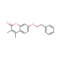 Cc1c(C)c2ccc(OCCc3ccccc3)cc2oc1=O ZINC000013835560