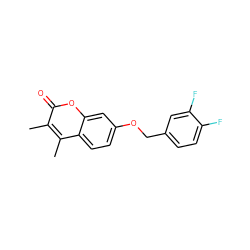 Cc1c(C)c2ccc(OCc3ccc(F)c(F)c3)cc2oc1=O ZINC000013835592