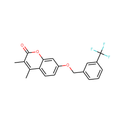 Cc1c(C)c2ccc(OCc3cccc(C(F)(F)F)c3)cc2oc1=O ZINC000005546525