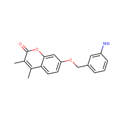 Cc1c(C)c2ccc(OCc3cccc(N)c3)cc2oc1=O ZINC000013835587