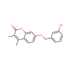 Cc1c(C)c2ccc(OCc3cccc(O)c3)cc2oc1=O ZINC000013835585