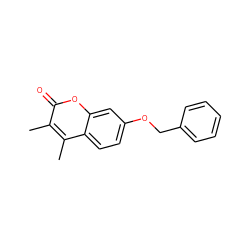 Cc1c(C)c2ccc(OCc3ccccc3)cc2oc1=O ZINC000000453957