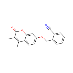 Cc1c(C)c2ccc(OCc3ccccc3C#N)cc2oc1=O ZINC000013835584