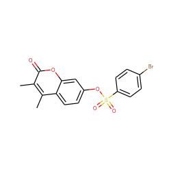 Cc1c(C)c2ccc(OS(=O)(=O)c3ccc(Br)cc3)cc2oc1=O ZINC000028218267