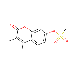 Cc1c(C)c2ccc(OS(C)(=O)=O)cc2oc1=O ZINC000002994534