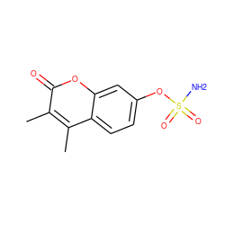 Cc1c(C)c2ccc(OS(N)(=O)=O)cc2oc1=O ZINC000001903170