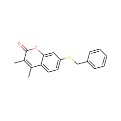 Cc1c(C)c2ccc(SCc3ccccc3)cc2oc1=O ZINC000036471349