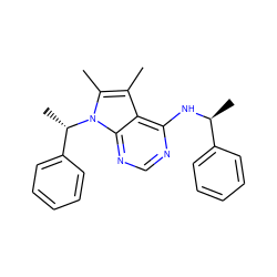 Cc1c(C)n([C@@H](C)c2ccccc2)c2ncnc(N[C@@H](C)c3ccccc3)c12 ZINC000013756605