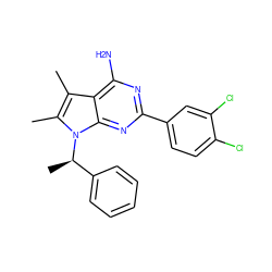 Cc1c(C)n([C@H](C)c2ccccc2)c2nc(-c3ccc(Cl)c(Cl)c3)nc(N)c12 ZINC000013756598