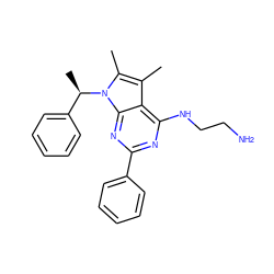 Cc1c(C)n([C@H](C)c2ccccc2)c2nc(-c3ccccc3)nc(NCCN)c12 ZINC000013835479