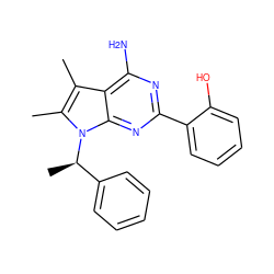 Cc1c(C)n([C@H](C)c2ccccc2)c2nc(-c3ccccc3O)nc(N)c12 ZINC000013835478