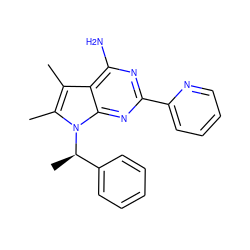 Cc1c(C)n([C@H](C)c2ccccc2)c2nc(-c3ccccn3)nc(N)c12 ZINC000013835469