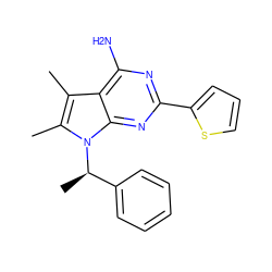 Cc1c(C)n([C@H](C)c2ccccc2)c2nc(-c3cccs3)nc(N)c12 ZINC000013835473