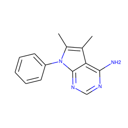 Cc1c(C)n(-c2ccccc2)c2ncnc(N)c12 ZINC000026722224