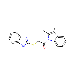 Cc1c(C)n(C(=O)CSc2nc3ccccc3[nH]2)c2ccccc12 ZINC000000087781