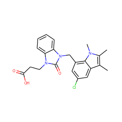 Cc1c(C)n(C)c2c(Cn3c(=O)n(CCC(=O)O)c4ccccc43)cc(Cl)cc12 ZINC000072178072