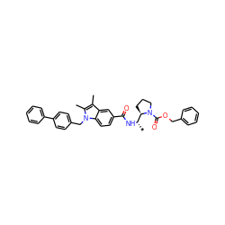 Cc1c(C)n(Cc2ccc(-c3ccccc3)cc2)c2ccc(C(=O)N[C@@H](C)[C@H]3CCCN3C(=O)OCc3ccccc3)cc12 ZINC000207190126