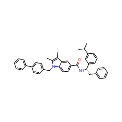 Cc1c(C)n(Cc2ccc(-c3ccccc3)cc2)c2ccc(C(=O)N[C@@H](Cc3ccccc3)c3cccc(C(C)C)c3)cc12 ZINC000207188841