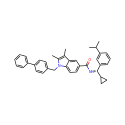 Cc1c(C)n(Cc2ccc(-c3ccccc3)cc2)c2ccc(C(=O)N[C@H](c3cccc(C(C)C)c3)C3CC3)cc12 ZINC000207186381