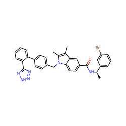 Cc1c(C)n(Cc2ccc(-c3ccccc3-c3nn[nH]n3)cc2)c2ccc(C(=O)N[C@H](C)c3cccc(Br)c3)cc12 ZINC000199400931